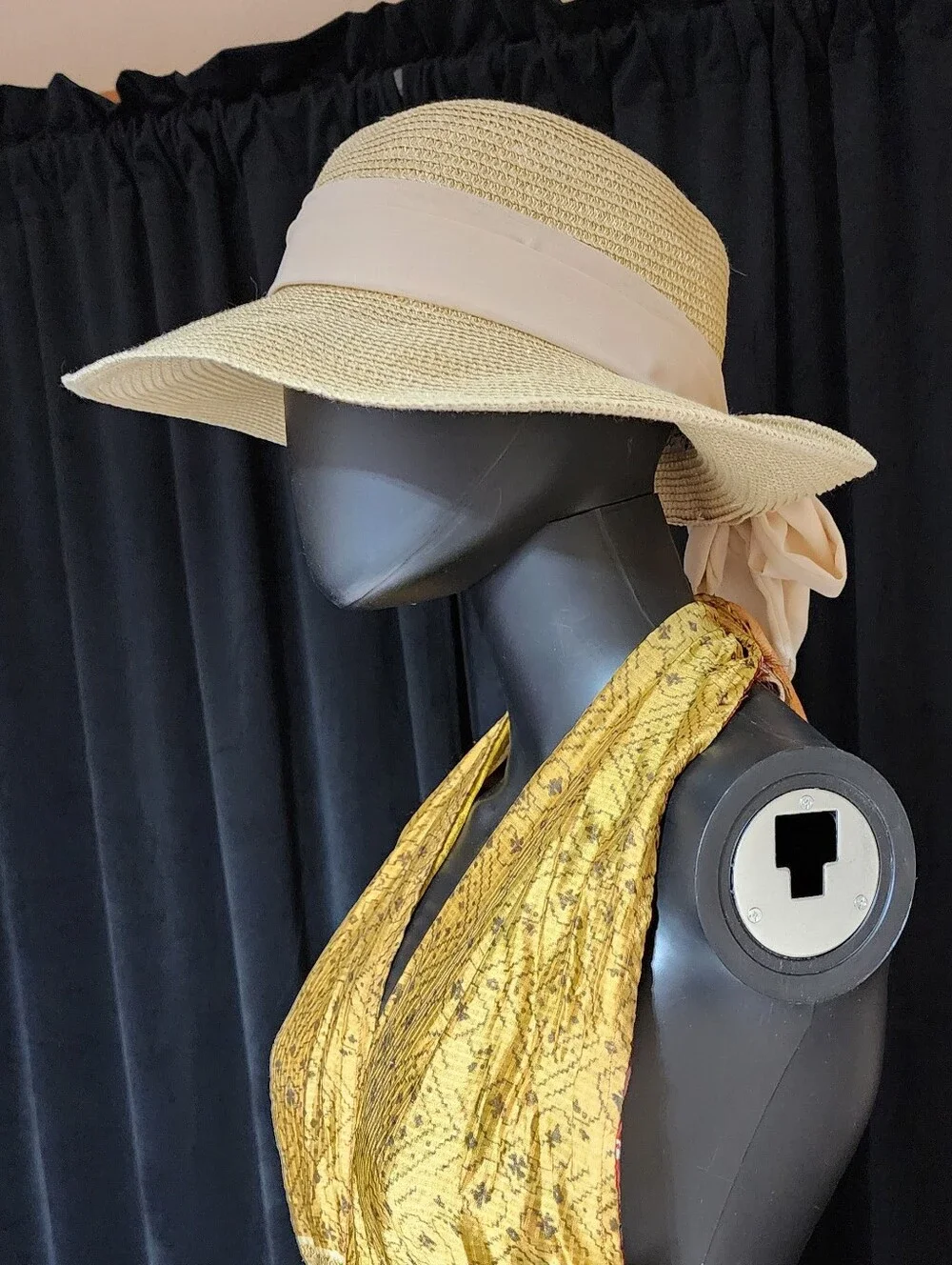 Sun N Sand Wide Brim Straw Hat White Bow UPF 50